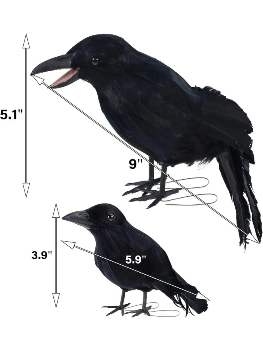 5 Pack Halloween Crow Decorations | Realistic Fake Ravens for Spooky Decor